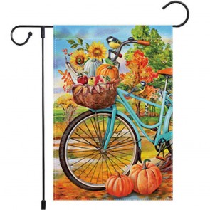 Pumpkin Yard Decorative Bicycles Fall Garden Flag