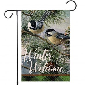 Pine Tree Birds Yard Decorative Winter Welcome Garden Flag
