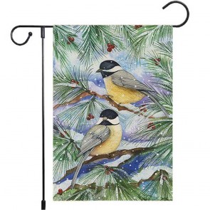 Birds Snow Yard Decorative Pine Tree Winter Garden Flag
