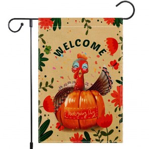 Welcome Thanksgiving Day Garden Flag Turkey Yard Decoration