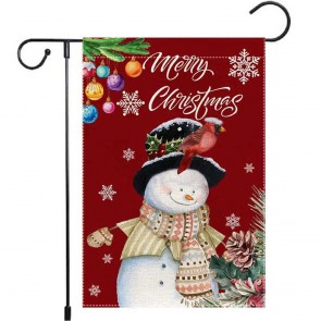 Yard Decorative Merry Christmas Snowmen Red Garden Flag