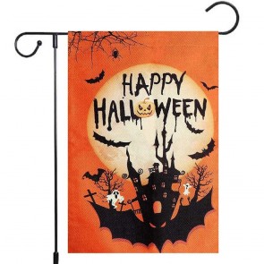 Happy Halloween Nigh Castle Bat Yard Decorative Garden Flag