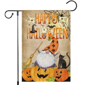 Dwarf Yard Decoration Pumpkin Happy Halloween Garden Flag