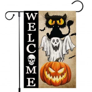 Black Cat Yard Decoration Halloween Pumpkin Garden Flag