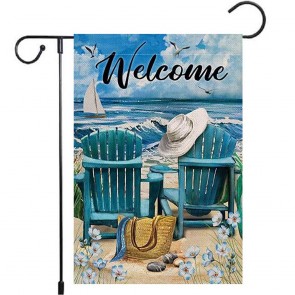Welcome Beach Chair Flag Garden Sea Mew Yard Decoration