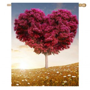 Sunshine Valentine's Day Love Tree House Flag