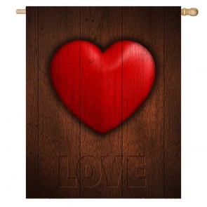 Valentine's Day Love Wood Floor House Flag