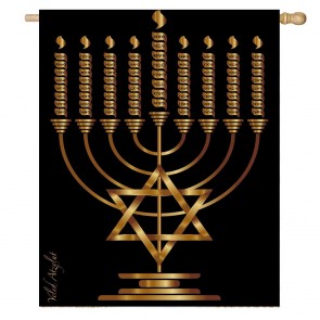 Black Home Decorative Happy Hanukkah House Flag