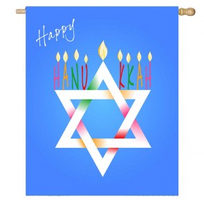 Blue Home Decorative Happy Hanukkah House Flag