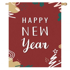 Home Decorative Happy New Year Red House Flag