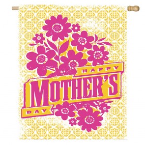 Purple Flowers Happy Mother's Day House Flag