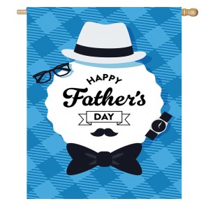Bow Tie Hat Happy Father's Day House Flag