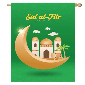 Green Home Decorative Eid Al Fitr House Flag