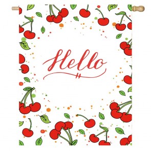 Red Cherry Fruit Hello House Home Decorative Flag 