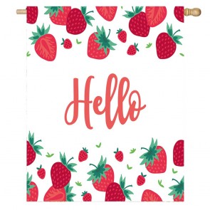 Hello Strawberry Fruit House Home Decorative Flag 