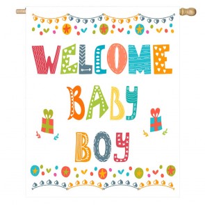 Welcome Baby Boy Celebration House Home Decorative Flag