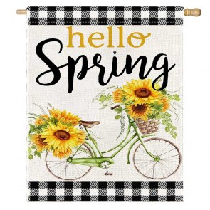 Hello Spring Sunflower Yard Decorative House Flag