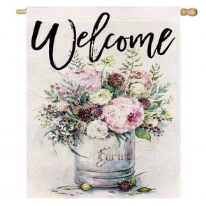 Welcome Spring Flowers Yard Decorative House Flag