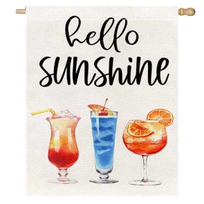 Iced Drink Hello Sunshine Home Decorative Summer House Flag