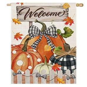 Welcome Fall Pumpkin Home Decorative House Flag