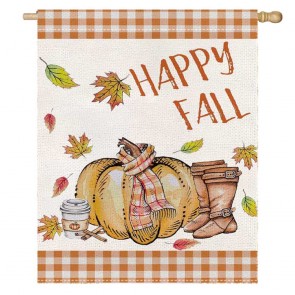 Happy Fall Pumpkins Leaves Home Decorative House Flag