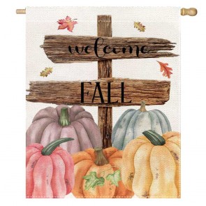 Home Decorative Welcome Fall Pumpkin House Flag