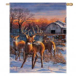 Elk Farms Snow Home Decorative Winter House Flag