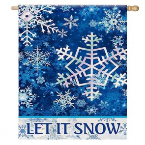 let It Snow Home Decorative Snowflakes Winter House Flag