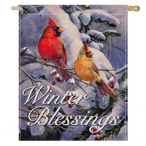 Winter Blessings Birds Home Decorative House Flag
