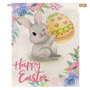 Home Decorative Bunny Egg Happy Easter House Flag