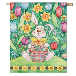 Tulip Bunny Egg Easter House Flag Home Decorative Flag