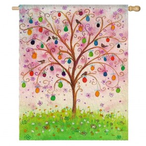 Tree Home Decorative Happy Easter Egg House Flag