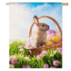 Flowers Bunny Happy Easter Home Decorative House Flag