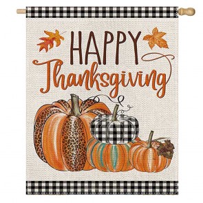 Pumpkin Home Decorative Happy Thanksgiving Day House Flag