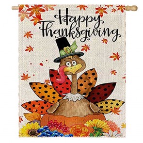 Happy Thanksgiving Day Turkey Home Decorative House Flag
