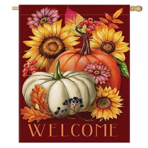 Welcome Home Decorative Pumpkin Thanksgiving Day House Flag