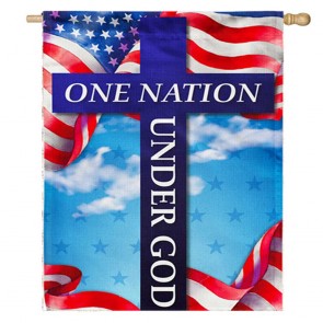 4th of July One Nation Under God Patriotic House Flag