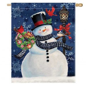 Snowmen Snowflakes Home Decorative Christmas House Flag