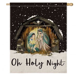 Oh Holy Night Home Decorative Christmas House Flag