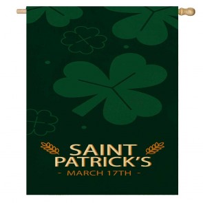 Green Four Leaf Clover St. Patrick's Day House Flag