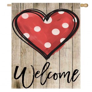 Welcome Valentine's Day Home Decorative House Flag