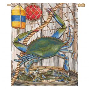 Crab House Home Beach Wood Floor Decorative Flag