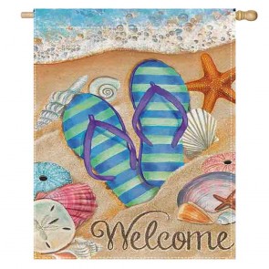 House Home Welcome Shell Beach Decorative Flag